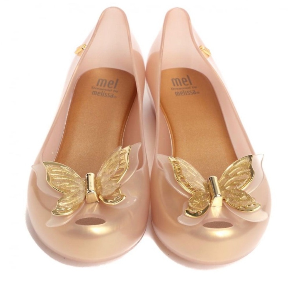 Mel Melissa Ultragirl Fly PVC Peep Toe Butterfly Ballerina Flat Size 1